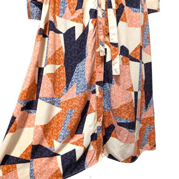 Corey Lynn Calter Womens Size M Abstract Geometric Tie Waist Pockets Shirt Dress - Picture 5 of 8